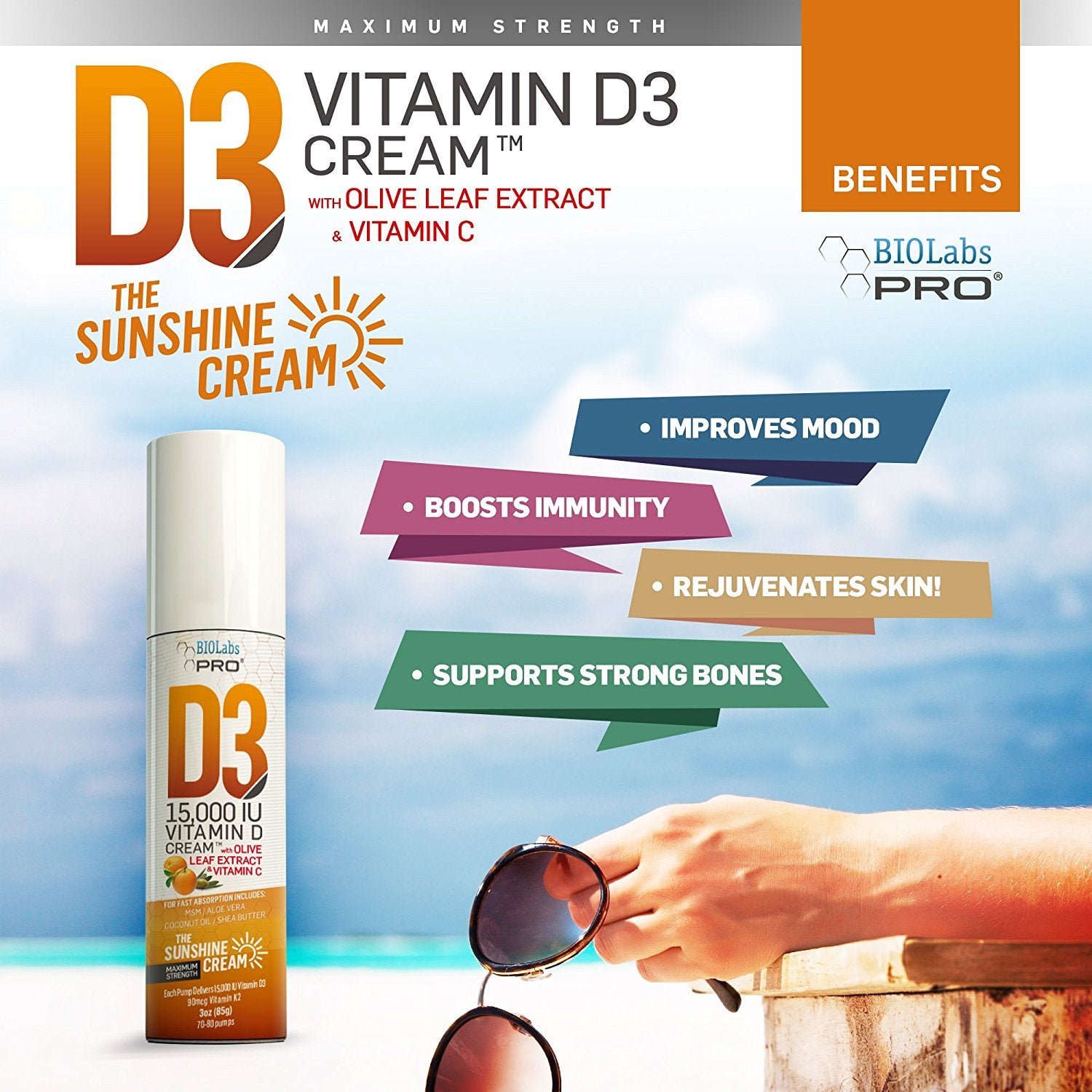 BIOLabs PRO® Natural 15000 IU Vitamin D Cream