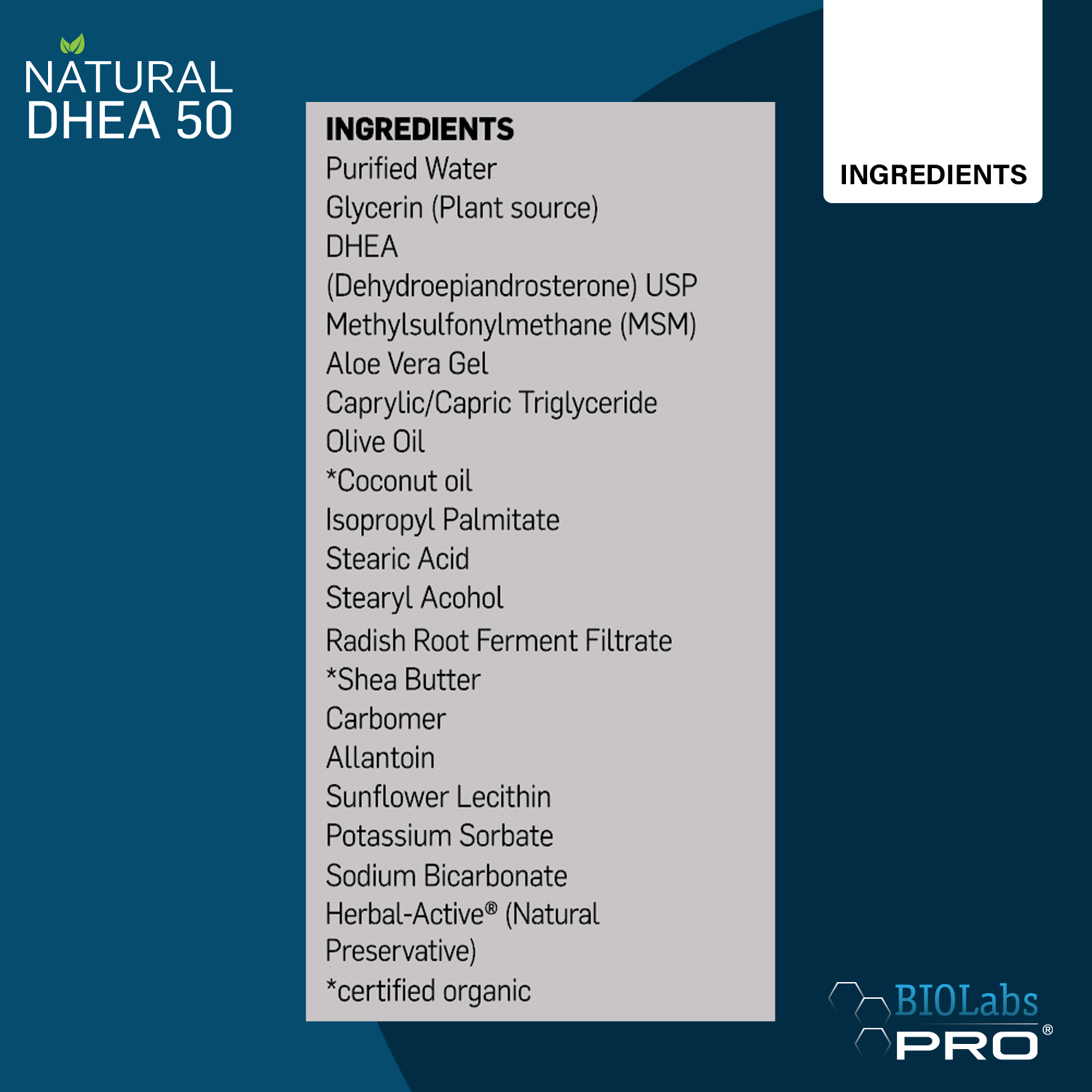 BIOLabs PRO® Natural 50mg Dhea Cream