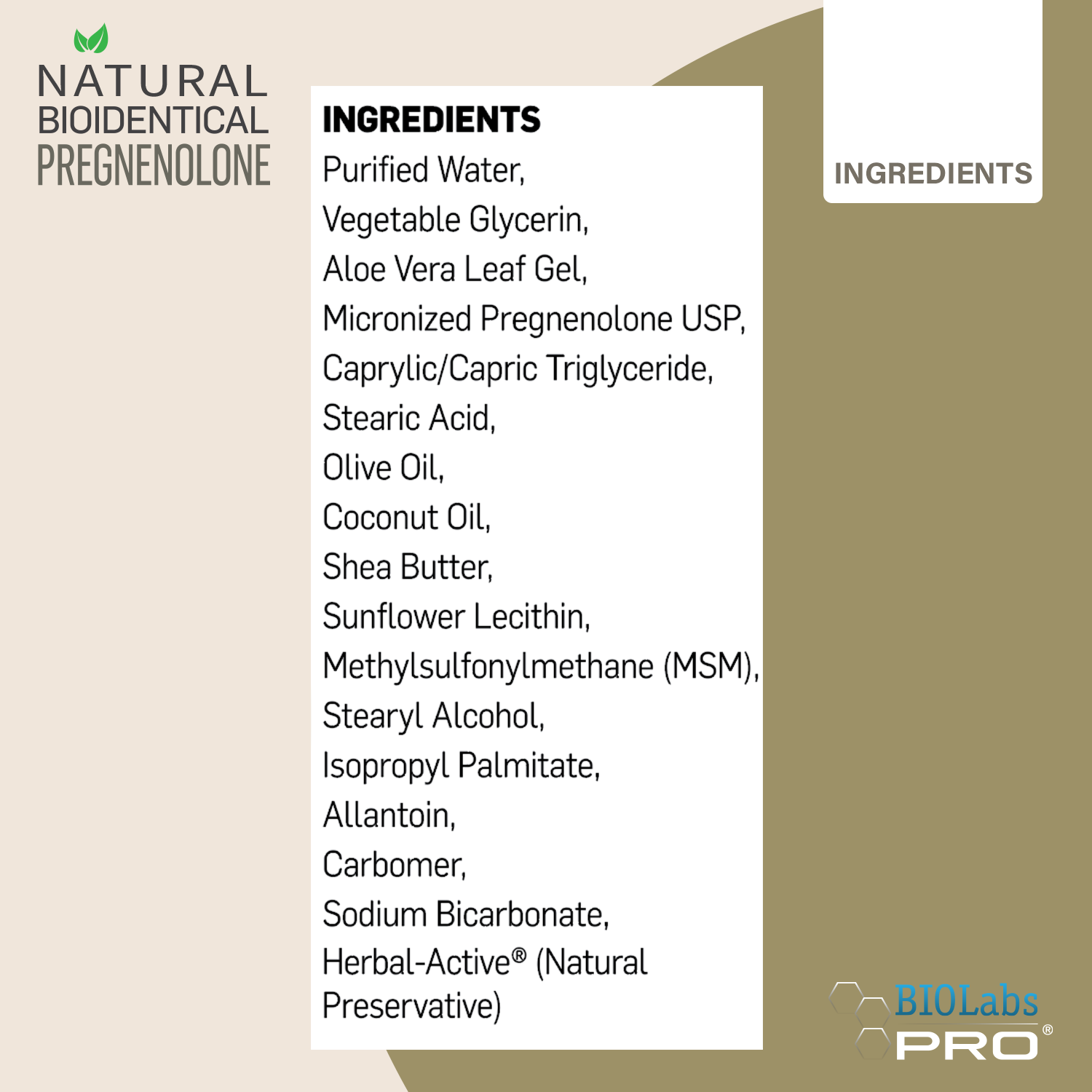 BIOLabs PRO® Natural Pregnenolone Cream