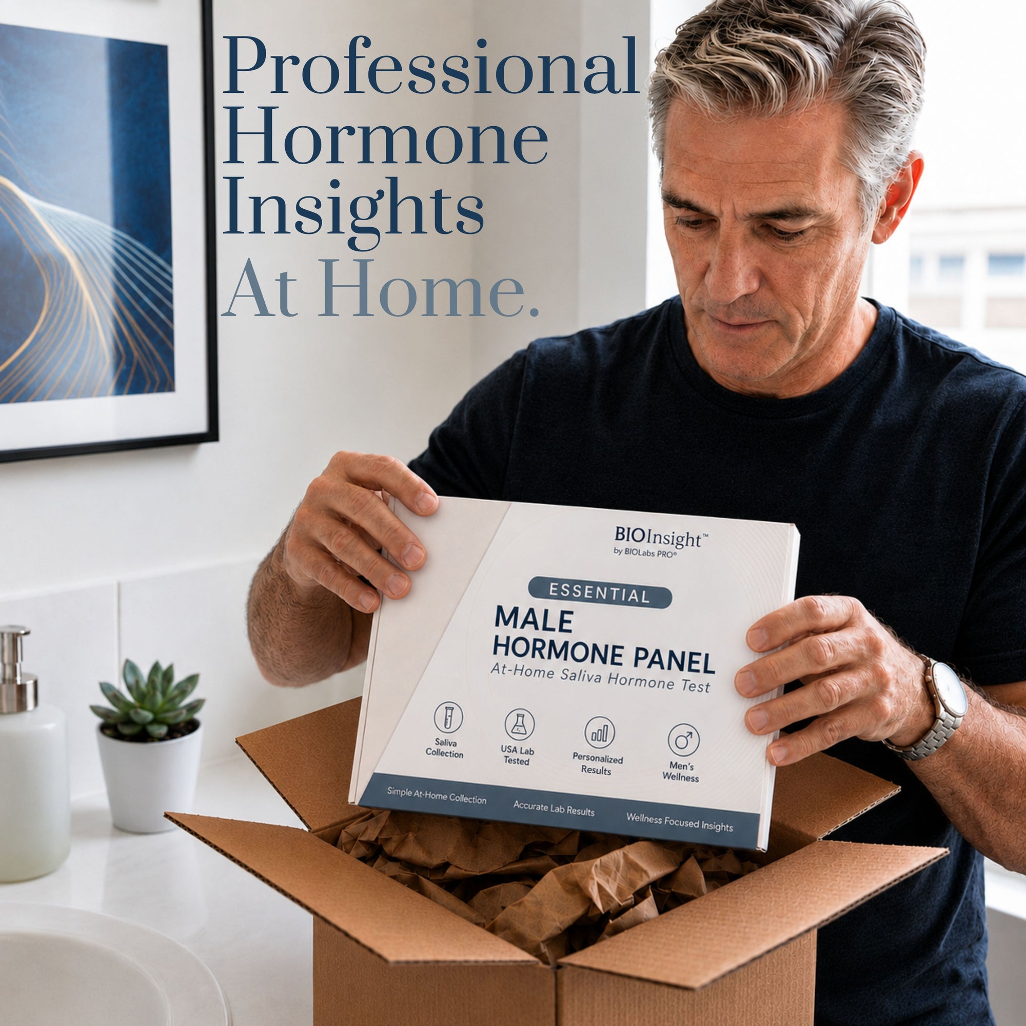 BIOInsight Essential Mens Hormone Panel by BIOLabs PRO, At-Home Saliva Hormone Testing Designed for Men
