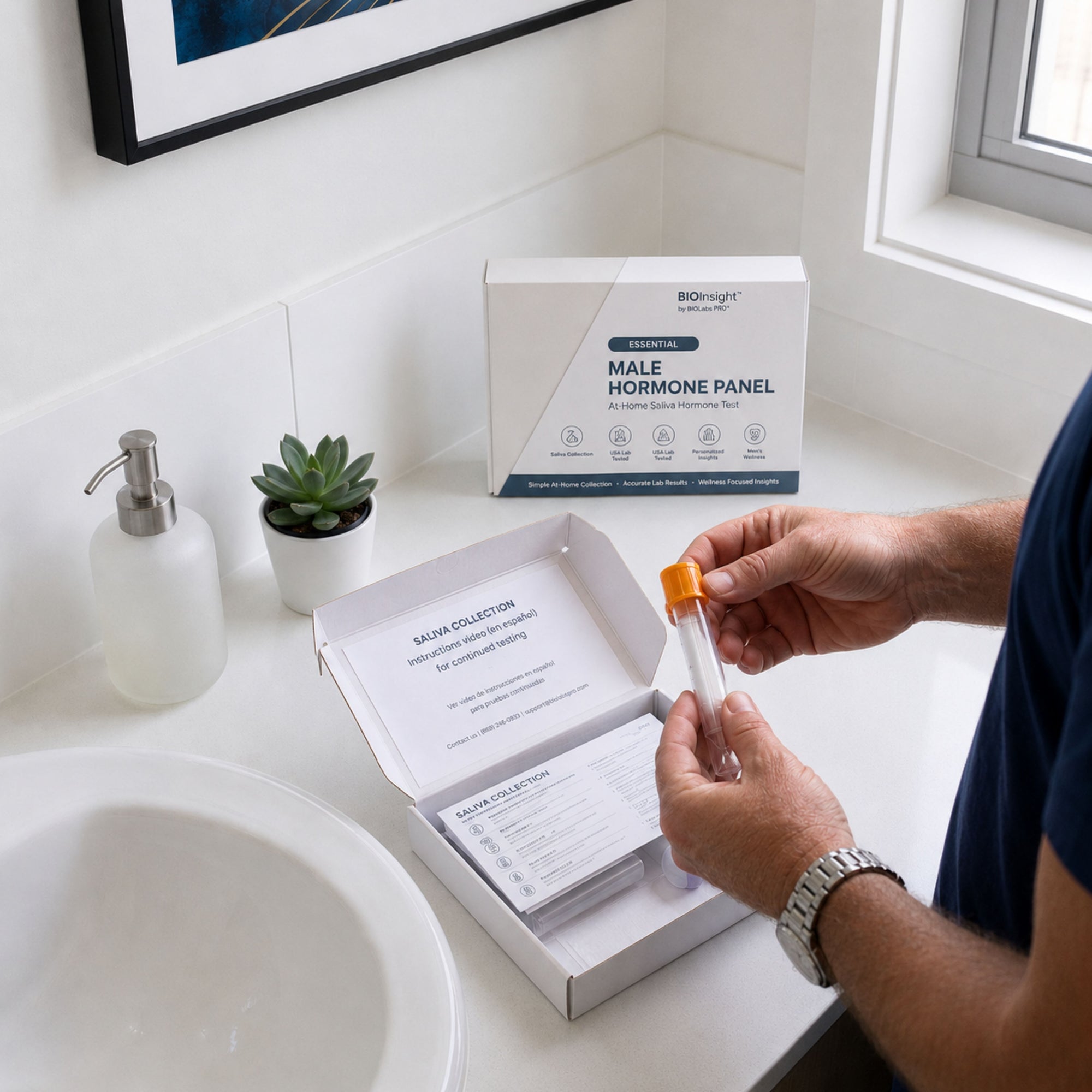 BIOInsight Essential Mens Hormone Panel by BIOLabs PRO, At-Home Saliva Hormone Testing Designed for Men