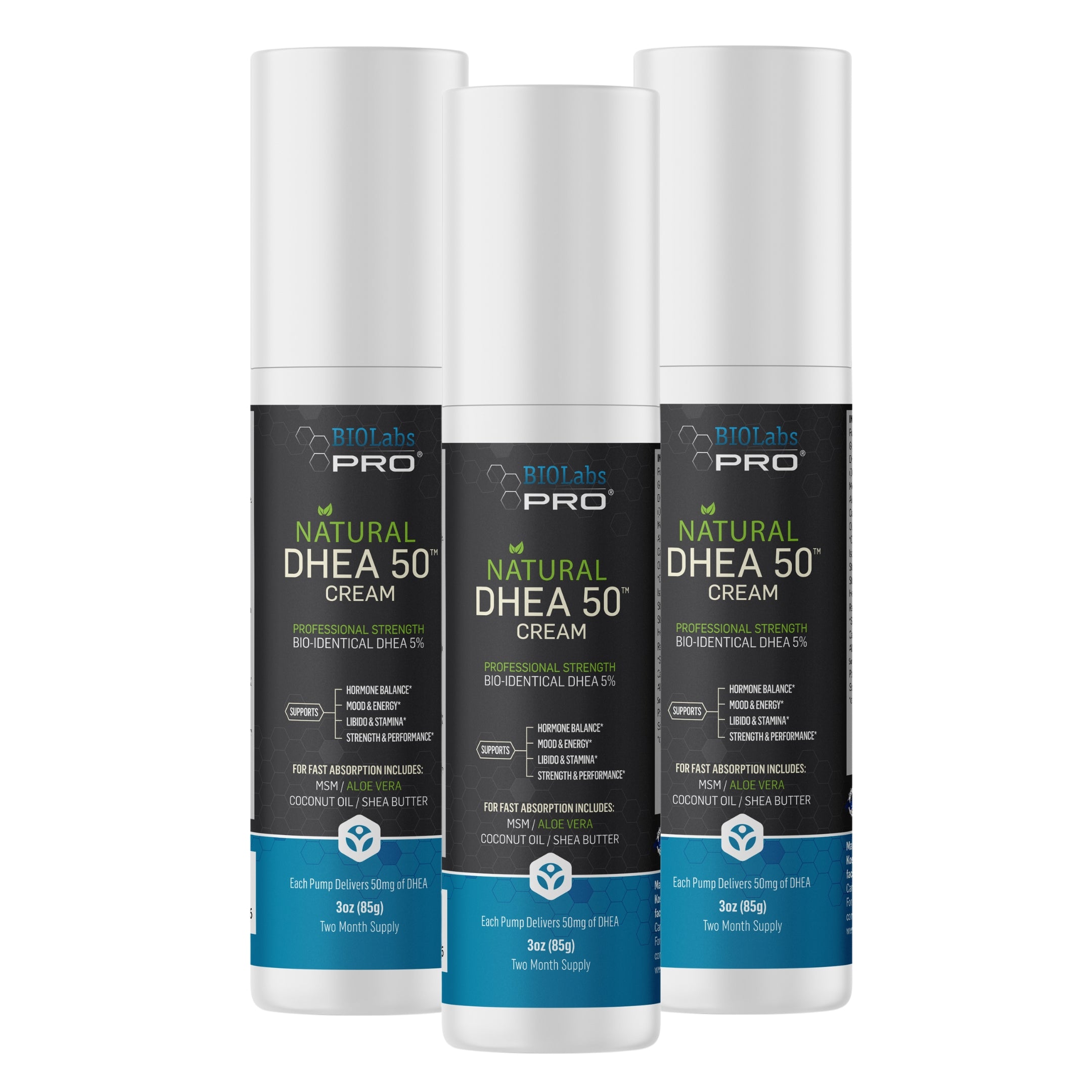 Prodhea BIOLabs PRO Natural 50MG DHEA CREAM 3oz (3-pack bundle) 6 month Supply ...