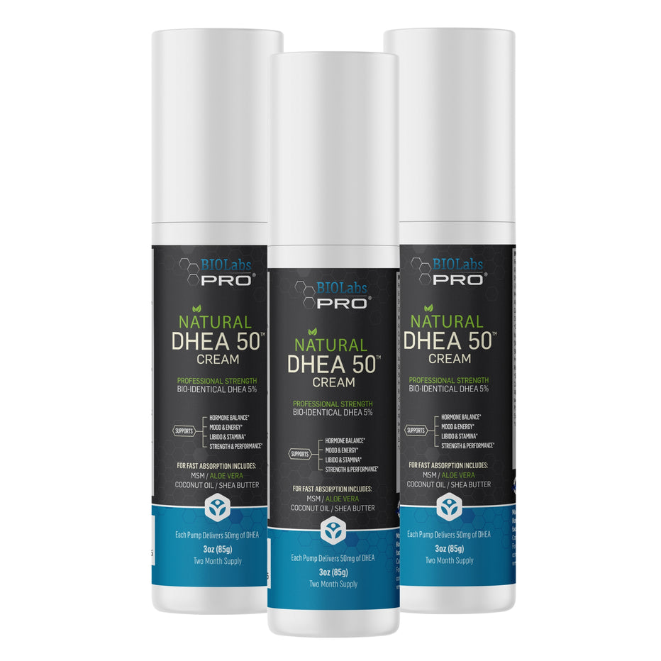 BIOLabs PRO Natural 50MG DHEA CREAM 3oz (3-pack bundle) 6 month Supply ...