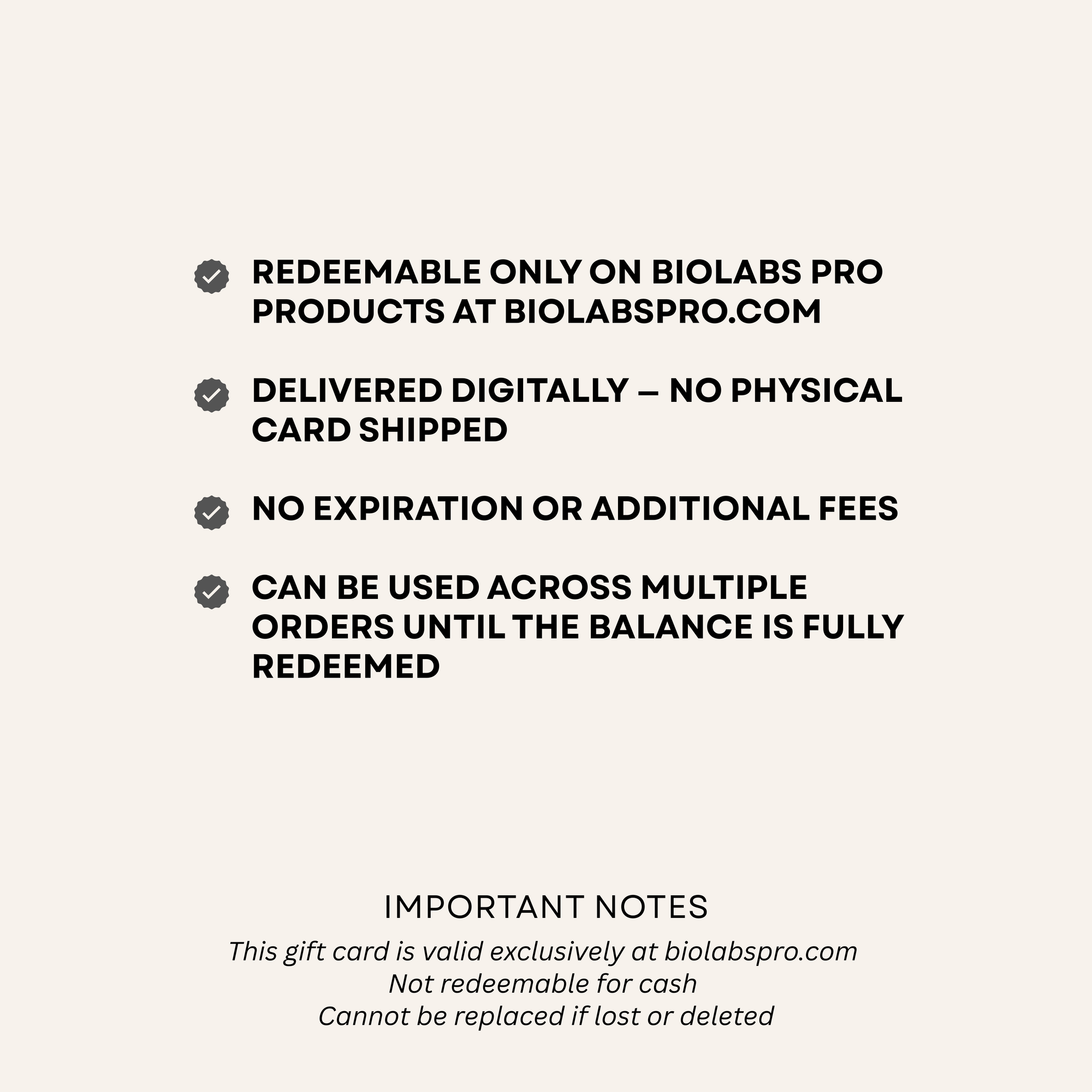 BIOLabs PRO Digital Gift Card