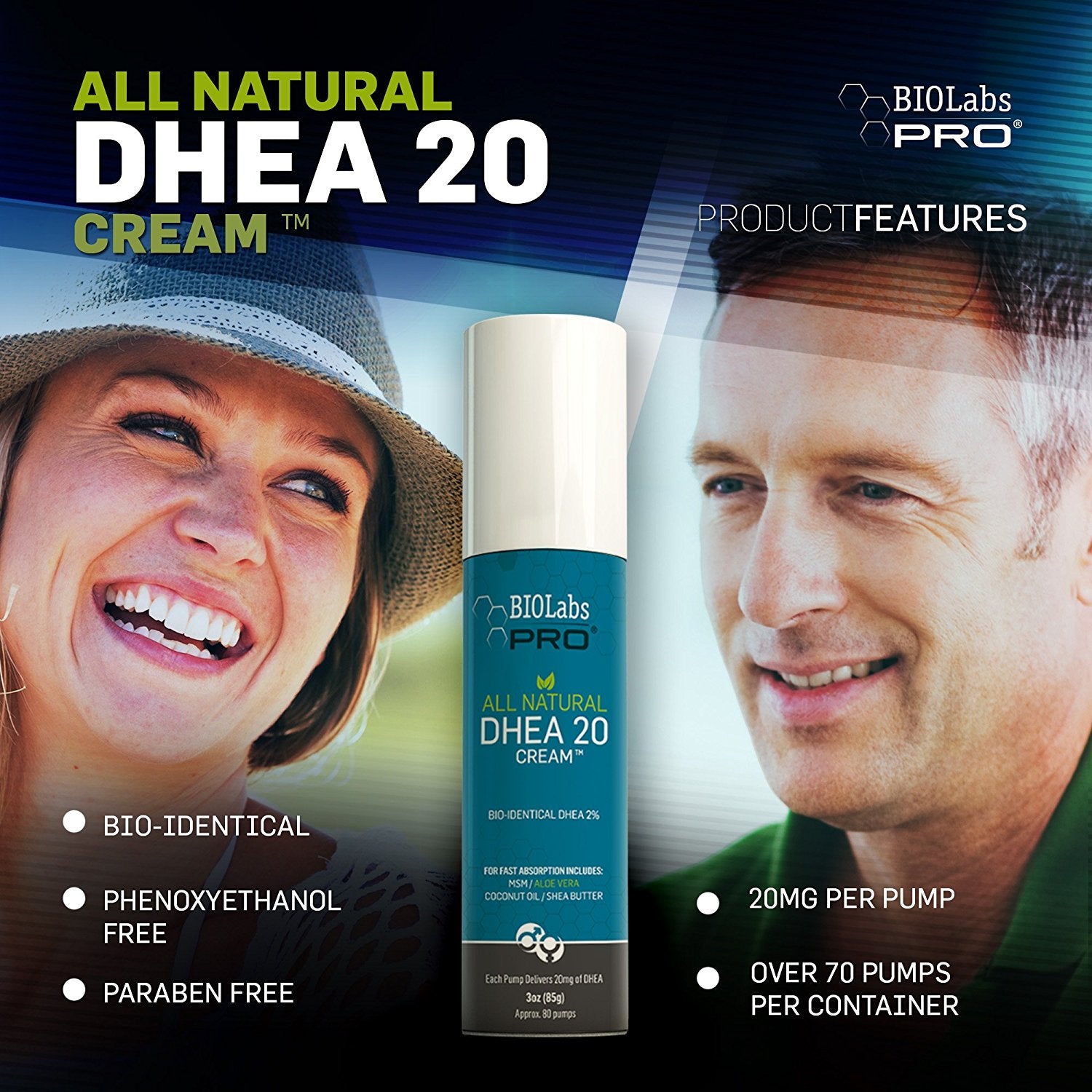 BIOLabs PRO® Natural Dhea 20mg Cream