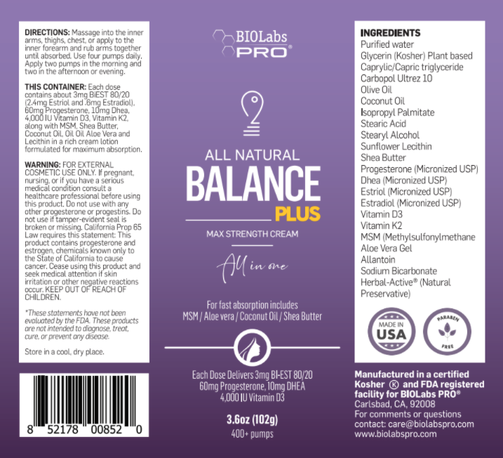 BIOLabs PRO Natural Balance PLUS Cream